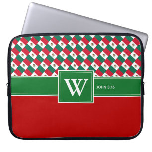 MEXICO Monogram Christian Scripture Laptop Red Laptop Sleeve