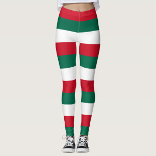 Mexico National Flag Colours Horizontal Striped Leggings