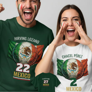 Mexico National Football Flag Heritage Soccer Ball T-Shirt