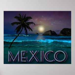 Mexico Night at the Beach Poster