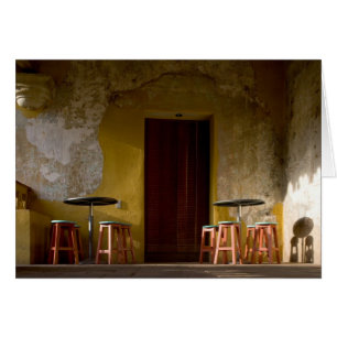 Mexico, Oaxaca, Afternoon sun lights balcony of