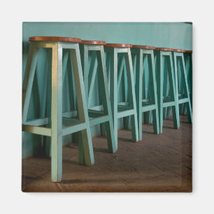 Mexico, Oaxaca, Green Bar Stools line wall Magnet