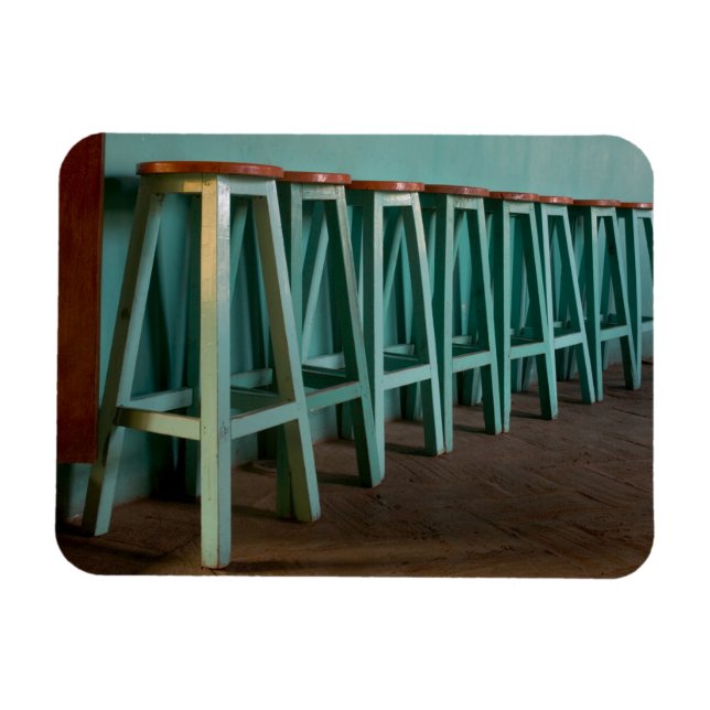 Mexico, Oaxaca, Green Bar Stools line wall Magnet (Horizontal)