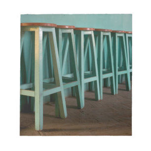 Mexico, Oaxaca, Green Bar Stools line wall Notepad