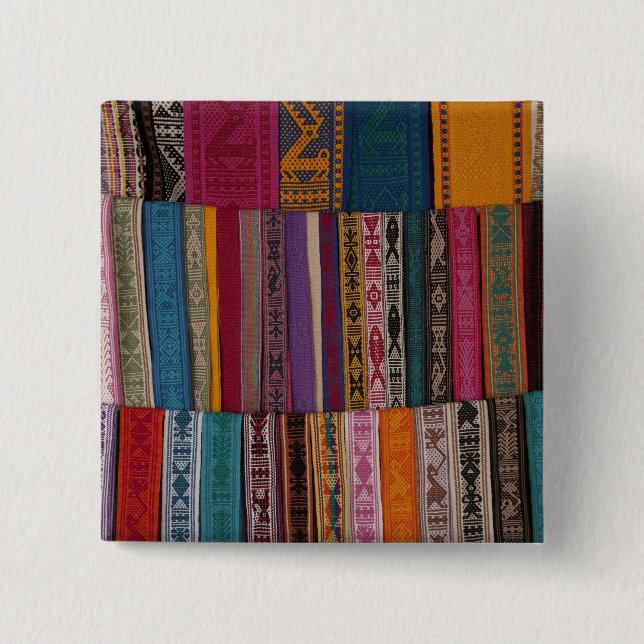 Mexico, Oaxaca Province, Oaxaca, woven belts on 15 Cm Square Badge (Front)