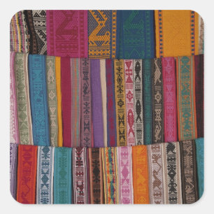 Mexico, Oaxaca Province, Oaxaca, woven belts on Square Sticker