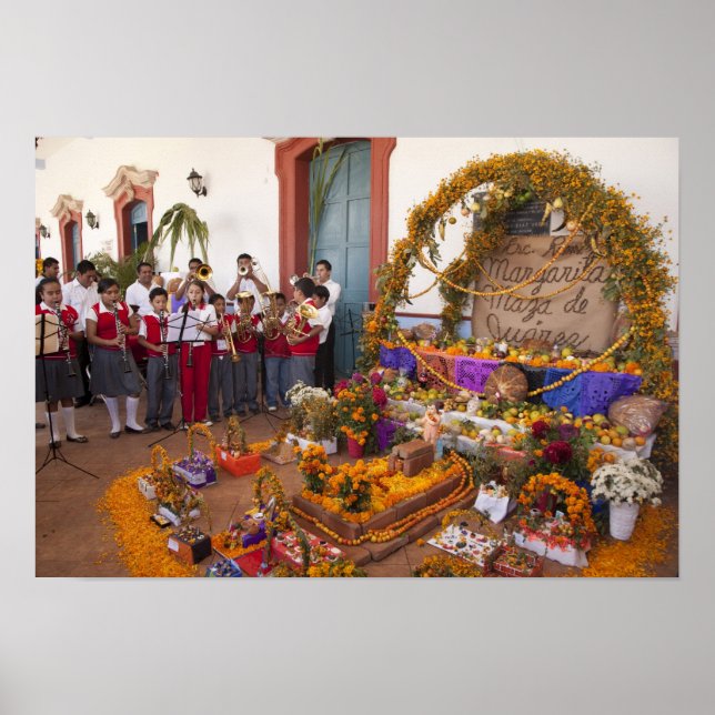 Mexico, Oaxaca Province, Ocotlan, students in Poster (Front)