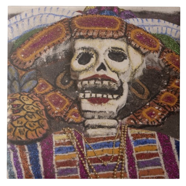Mexico, Oaxaca. Sand tapestry (tapete de arena) Tile (Front)