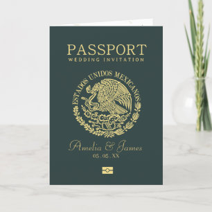 Mexico Passport Destination Wedding  Invitation