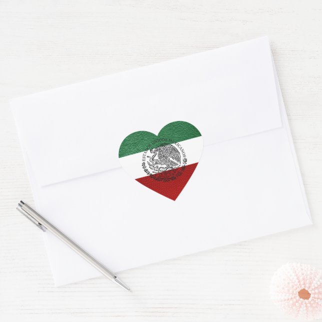 Mexico Passport Heart Sticker (Envelope)