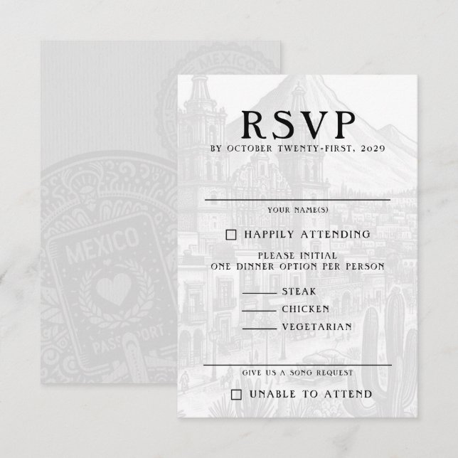Mexico Passport RSVP Card (Front/Back)