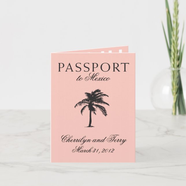 Mexico Passport Wedding Save the Date Holiday Card (Front)