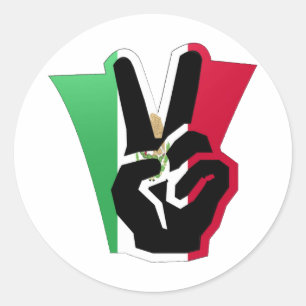 Mexico Peace Fingers Flag Classic Round Sticker