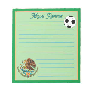 Mexico Personalised Soccer ball, Name, Lined Notepad
