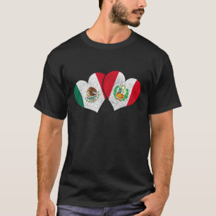Mexico Peru Hearts Mexican Peruvian Flag Pride Her T-Shirt
