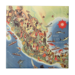 Mexico Pictorial Map by Miguel Gomez Medina Tile