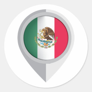 Mexico Pin Location Flag Classic Round Sticker