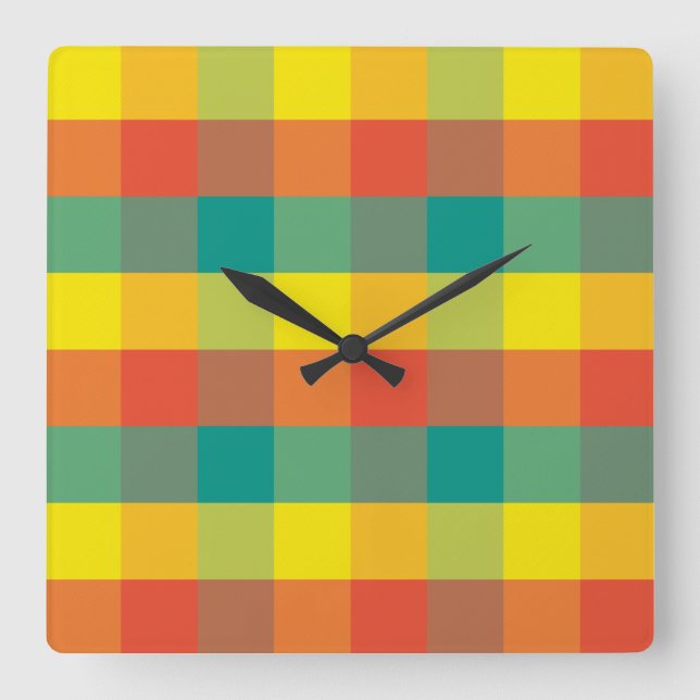 Mexico Plaid Square Wall Clock (Front)