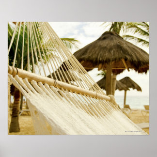 Mexico, Playa Del Carmen, hammock on beach Poster