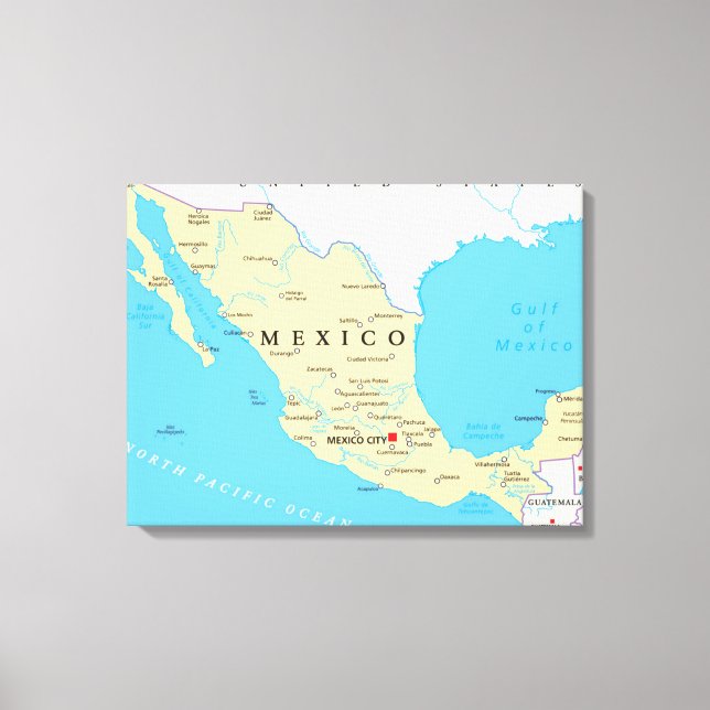 Mexico Political Map Canvas Print (Front)
