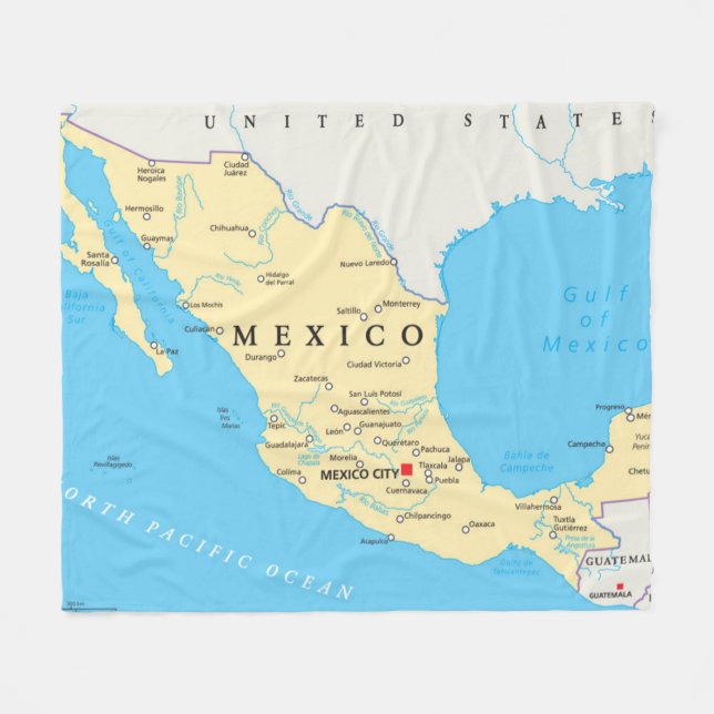 Mexico Political Map Fleece Blanket (Front (Horizontal))