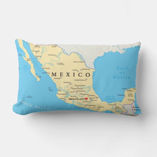 Mexico Political Map Lumbar Cushion (Front)