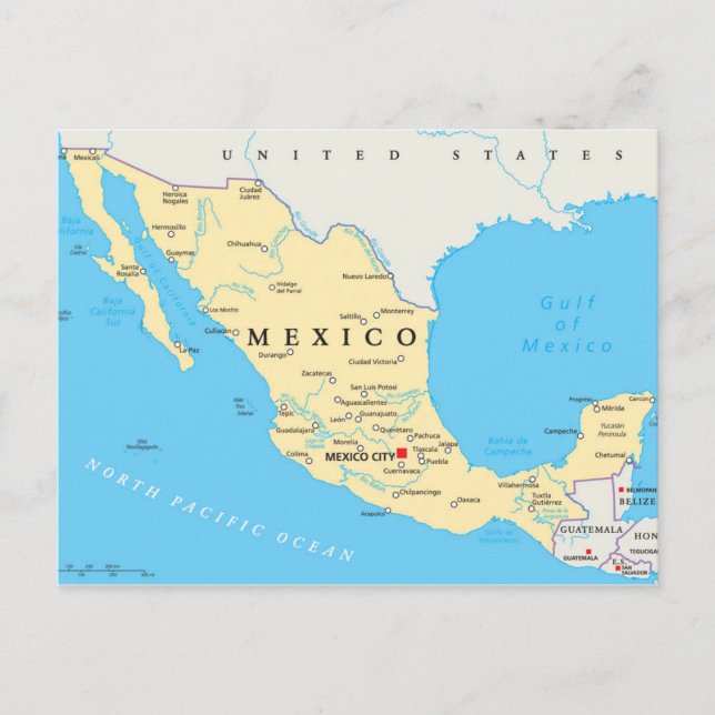 Mexico Political Map Postcard (Front)