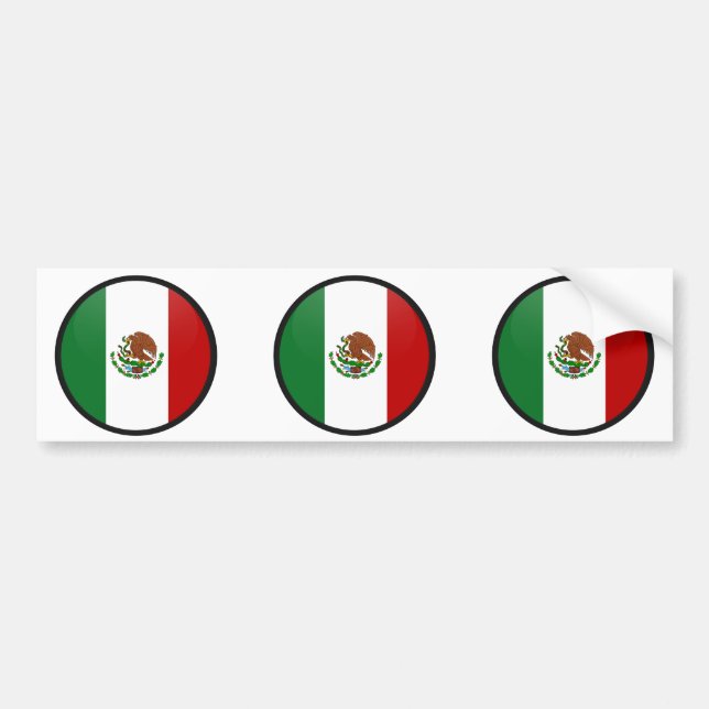 Mexico quality Flag Circle Bumper Sticker (Front)
