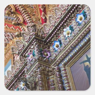 Mexico, Queretaro. Detail inside ornate Catholic Square Sticker