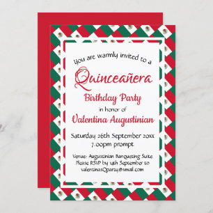 MEXICO Quinceañera Birthday Personalised Invitation