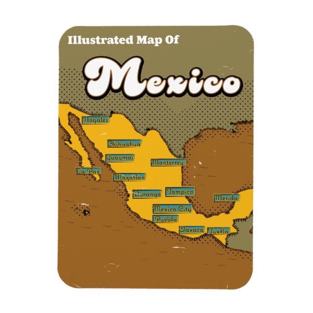 Mexico retro map magnet (Vertical)
