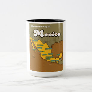 Mexico retro map Two-Tone coffee mug