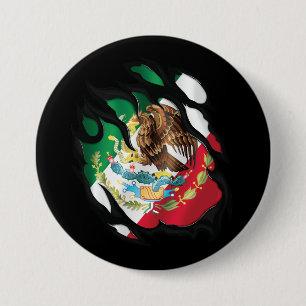 Mexico Ripped Flag 7.5 Cm Round Badge