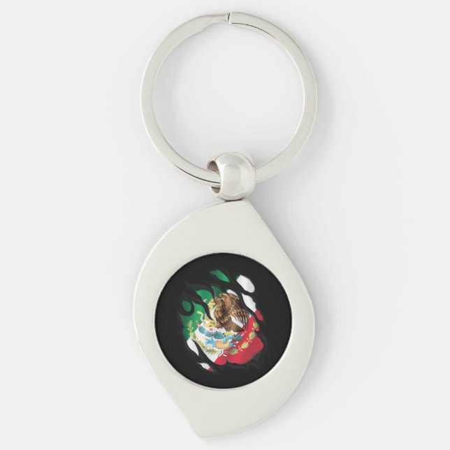 Mexico Ripped Flag Key Ring (Front)