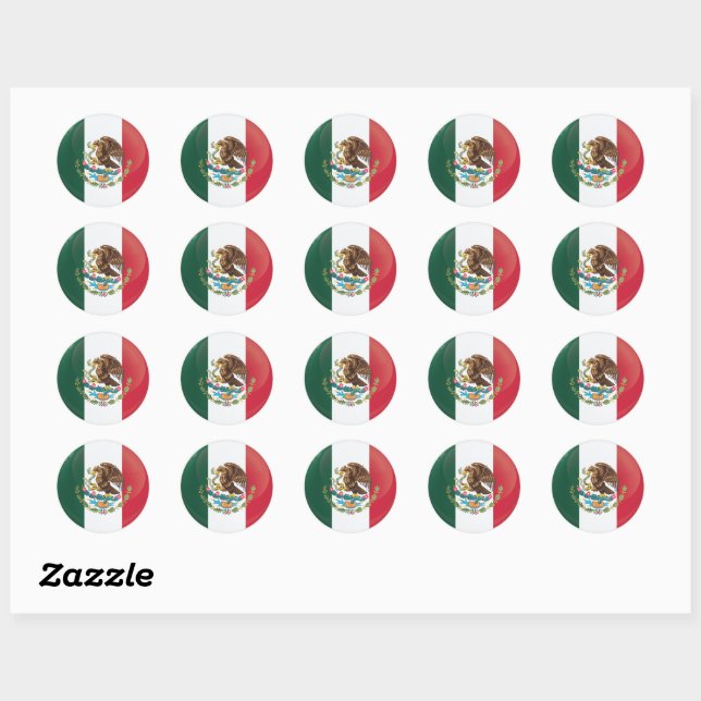 Mexico  Round Icon Flag Classic Round Sticker (Sheet)