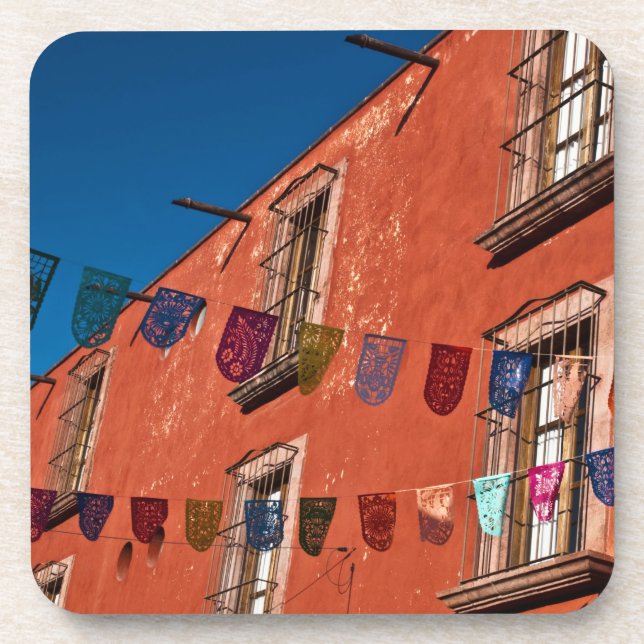 Mexico, San Miguel de Allende. Colourful banners Coaster (Front)