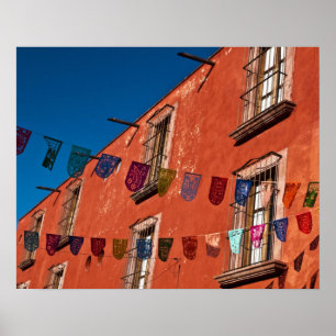 Mexico, San Miguel de Allende. Colourful banners Poster
