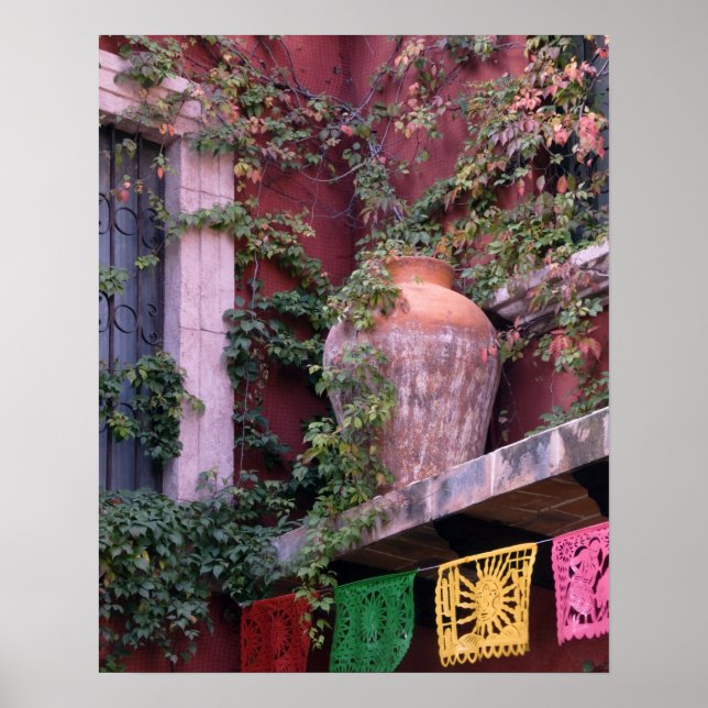 Mexico, San Miguel de Allende, Ivy, clay pot, Poster (Front)