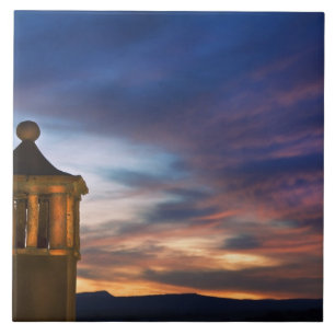 Mexico, San Miguel de Allende. Sunset over Tile