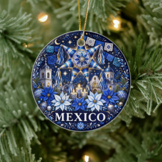Mexico Scenic Keepsake Holiday Ceramic Tree Decoration