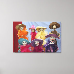 Mexico. Skeletal Catrinas, figures celebrating Canvas Print