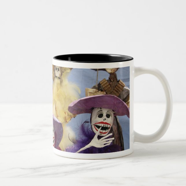 Mexico. Skeletal Catrinas, figures celebrating Two-Tone Coffee Mug (Right)