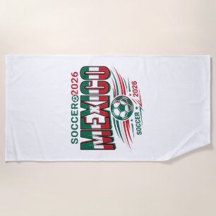 Mexico Soccer 2026 Soccer Bold Country Typography Beach Towel