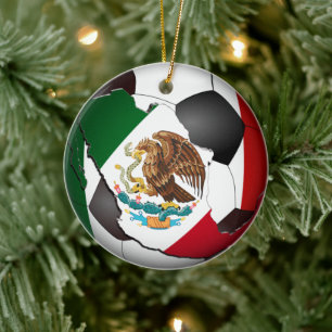 Mexico Soccer Ball Sports Ceramic Tree Decoration