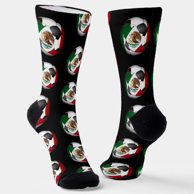 Mexico Soccer Ball Sports Socks (Angled)