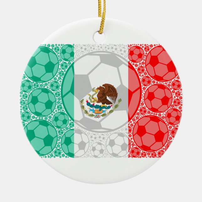 Mexico soccer balls ceramic tree decoration (Front)