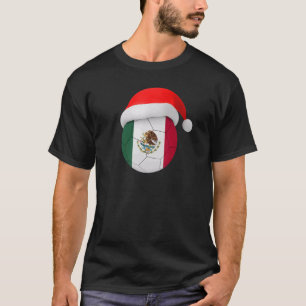 Mexico Soccer Santa Hat Mexican Flag Soccer Ball T-Shirt