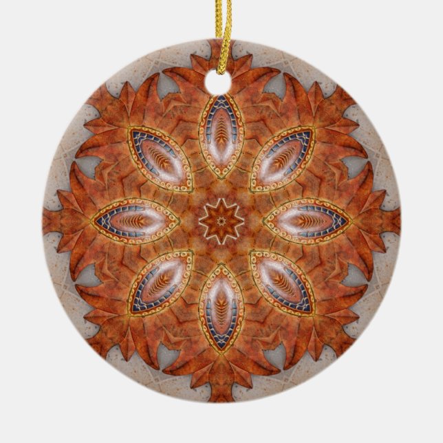Mexico Sol Kaleidoscope Medallion Ceramic Tree Decoration (Front)