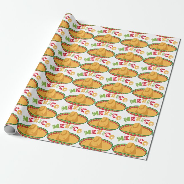 Mexico Sombrero Wrapping Paper (Unrolled)