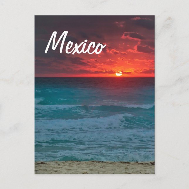 Mexico Sunset Beach Oceanfront Waves Postcard (Front)